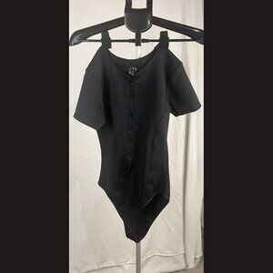 Women's black short sleeve body suit size 6